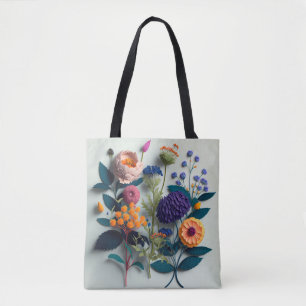 Blume aus farbenfrohen, geschnittenen Papieren Tasche