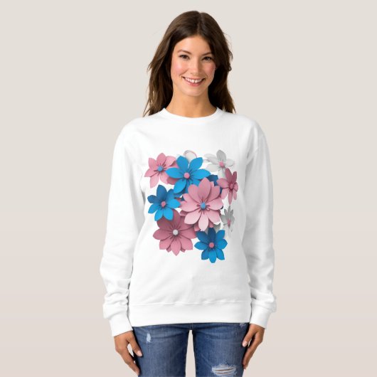 Blume aus farbigem Papier Sweatshirt (Vorne ganz)