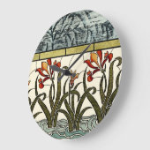 Blume aus festem Glas an der Grenze zu Tan Große Wanduhr (Winkel)