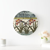 Blume aus festem Glas an der Grenze zu Tan Große Wanduhr (Zuhause)