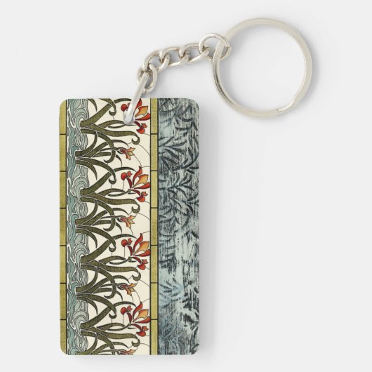 Blume aus festem Glas an der Grenze zu Tan Schlüsselanhänger (Rückseite)