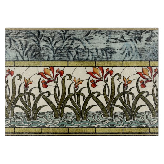 Blume aus festem Glas an der Grenze zu Tan Schneidebrett (Vorderseite)