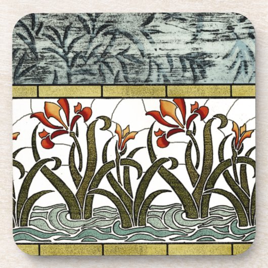 Blume aus festem Glas an der Grenze zu Tan Untersetzer (Vorderseite)