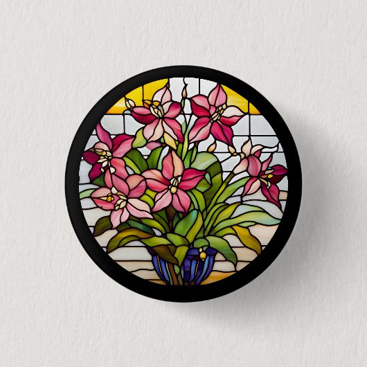 Blume aus festem Glas Button (Vorderseite)