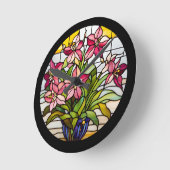 Blume aus festem Glas Runde Wanduhr (Winkel)