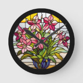 Blume aus festem Glas Runde Wanduhr (Vorderseite)