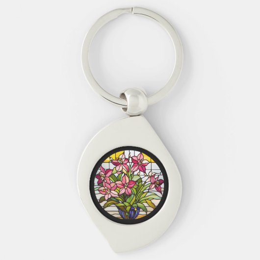 Blume aus festem Glas Schlüsselanhänger (Vorderseite)