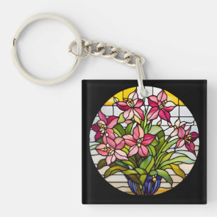Blume aus festem Glas Schlüsselanhänger