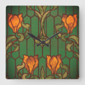 Blume aus geblümten Glas Quadratische Wanduhr (Vorderseite)