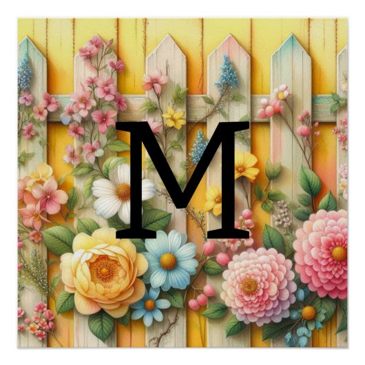 Blume aus gelbem Holz mit Monogramm Poster (Vorderseite)