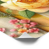 Blume aus gelbem Holz mit Monogramm Poster (Ecke)