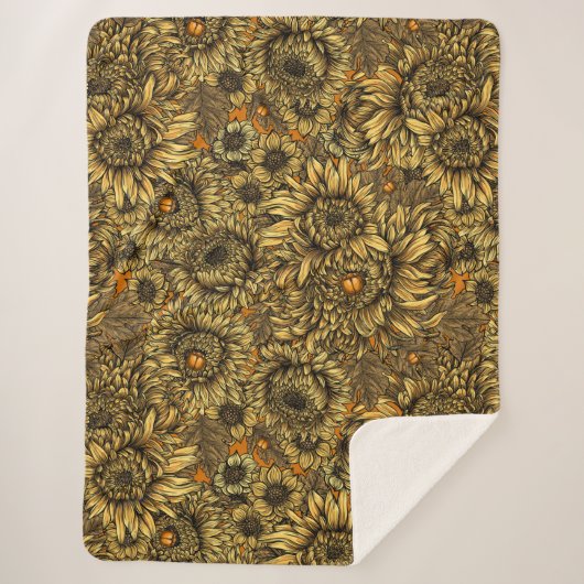 Blume aus gelber Chrysanthemen und Orangenkäfer Sherpadecke (Vorderseite)