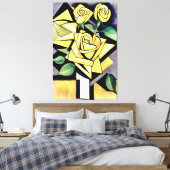 Blume aus geometrischen Gelben Rosen Leinwanddruck (Insitu (Schlafzimmer))