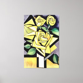 Blume aus geometrischen Gelben Rosen Leinwanddruck