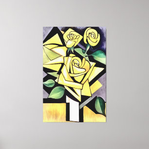 Blume aus geometrischen Gelben Rosen Leinwanddruck