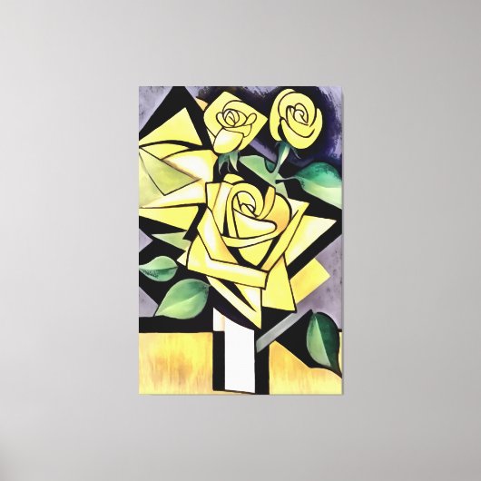 Blume aus geometrischen Gelben Rosen Leinwanddruck (Vorderseite)