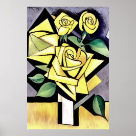 Blume aus geometrischen Gelben Rosen Poster