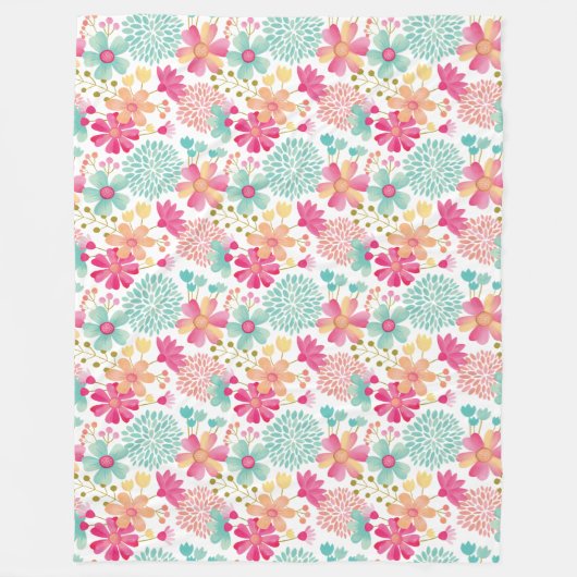 Blume aus gestrichenem Garten Rosa Türkisfarbene P Fleecedecke (Vorderseite)