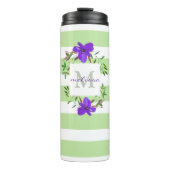 Blume aus gestrichenem Violett mit Monogramm und S Thermosbecher (Vorderseite)