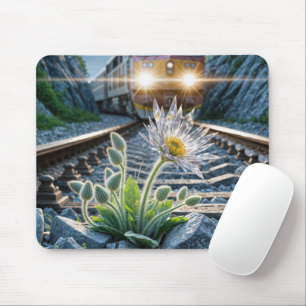Blume aus Glas im Eisenbahnverkehr Mousepad