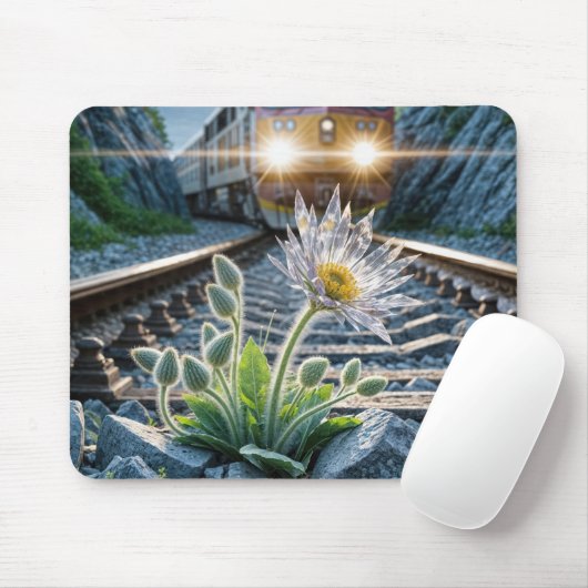 Blume aus Glas im Eisenbahnverkehr Mousepad (Mit Mouse)