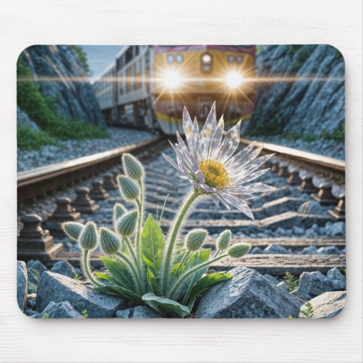 Blume aus Glas im Eisenbahnverkehr Mousepad (Vorne)