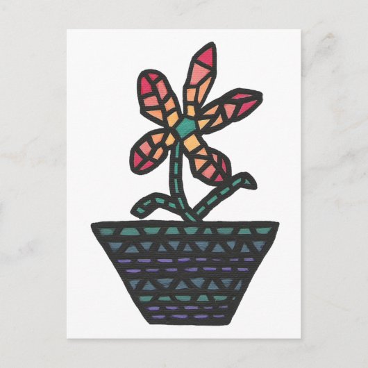 Blume aus Glasmosaik in Topf, Gemälde Postkarte (Vorderseite)