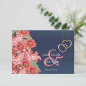 Blume aus Gold Herz und Korallen - UAWG RSVP Karte (Stehend Vorderseite)