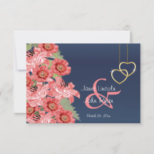 Blume aus Gold Herz und Korallen - UAWG RSVP Karte