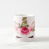 Blume aus Gold und Rosa bläst trendy Niedlich Kaffeetasse (Mittel)
