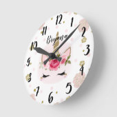 Blume aus Gold und Rosa bläst trendy Niedlich Runde Wanduhr (Winkel)