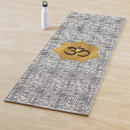 Blume aus Gold und Schwarz Lotus mit Ohm-Symbol Yogamatte