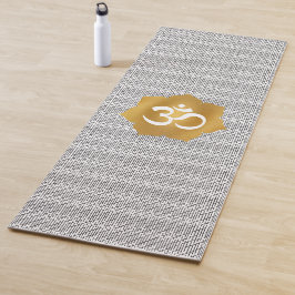 Blume aus Gold und Weiß mit Ohm-Symbol Yogamatte