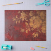 Blume aus Goldmedaille mit tiefrotem Bordeaux Seidenpapier (Basteln)