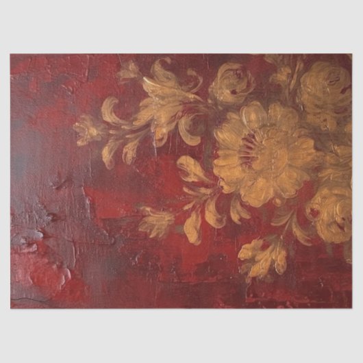 Blume aus Goldmedaille mit tiefrotem Bordeaux Seidenpapier (Vorderseite)