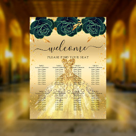 Blume aus grünem Goldkleid aus Quinceanera Poster