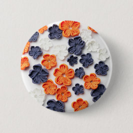 Blume aus handgefertigten Frühlingstoffen, orange  Button