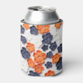 Blume aus handgefertigten Frühlingstoffen, orange Dosenkühler (Kanne Vorderseite)