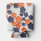 Blume aus handgefertigten Frühlingstoffen, orange Dosenkühler (Vorderseite)