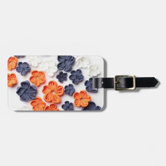 Blume aus handgefertigten Frühlingstoffen, orange  Gepäckanhänger (Vorderseite horizontal)