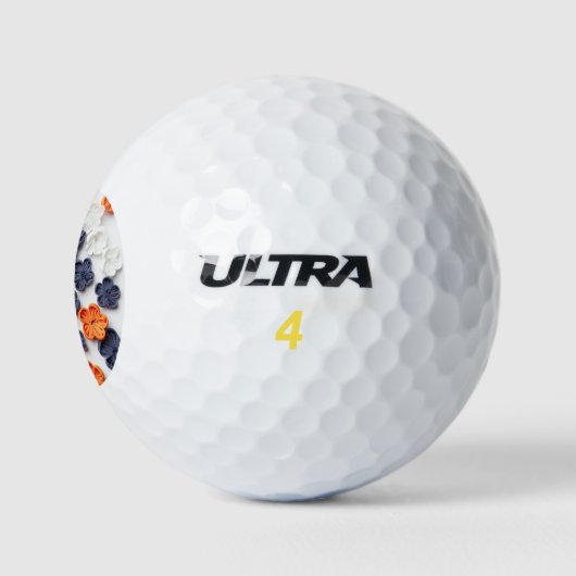 Blume aus handgefertigten Frühlingstoffen, orange Golfball (Logo)