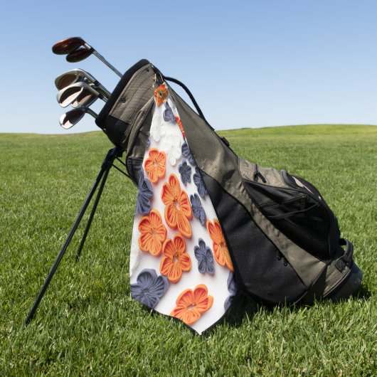 Blume aus handgefertigten Frühlingstoffen, orange Golfhandtuch (Gras)