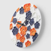 Blume aus handgefertigten Frühlingstoffen, orange  Große Wanduhr (Winkel)