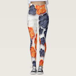 Blume aus handgefertigten Frühlingstoffen, orange  Leggings
