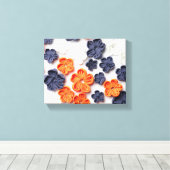 Blume aus handgefertigten Frühlingstoffen, orange  Leinwanddruck (Insitu (Holzboden))