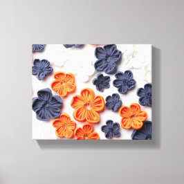 Blume aus handgefertigten Frühlingstoffen, orange  Leinwanddruck