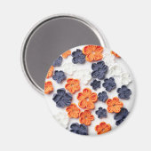 Blume aus handgefertigten Frühlingstoffen, orange  Magnet (Vorderseite/Rückseite)