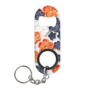 Blume aus handgefertigten Frühlingstoffen, orange Mini Flaschenöffner