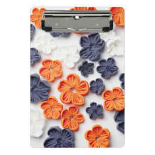 Blume aus handgefertigten Frühlingstoffen, orange Mini Klemmbrett