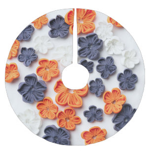 Blume aus handgefertigten Frühlingstoffen, orange  Polyester Weihnachtsbaumdecke
